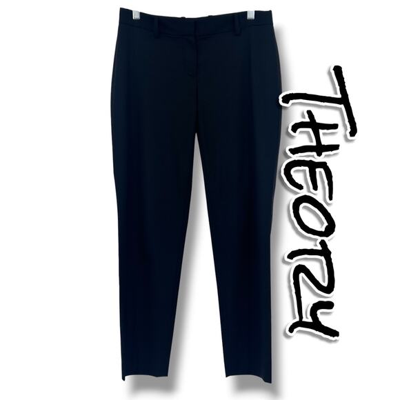 Theory Pants - Theory Black Wool Blend Slim Ankle Cropped Dress Pants Size 2 Classic Capsule